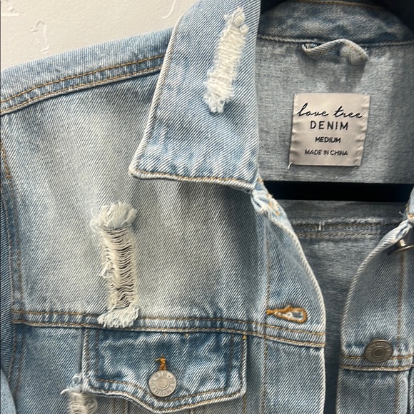 Light Blue Distressed Denim Jacket - Picture 2 of 4